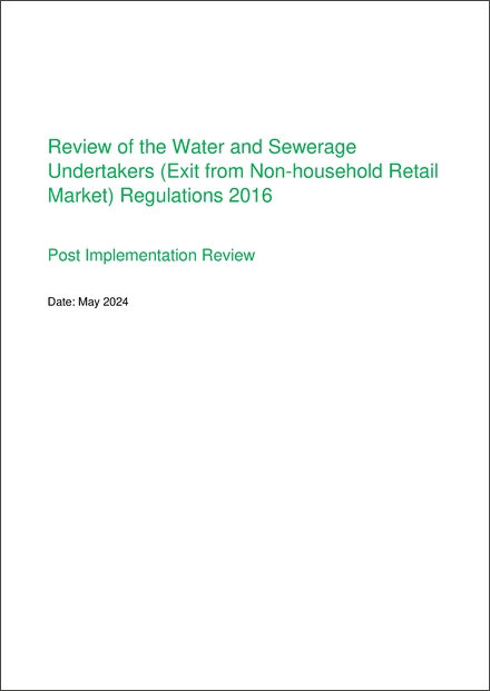 Impact Assessment to The Water and Sewerage Undertakers (Exit from Non-household Retail Market) Regulations 2016