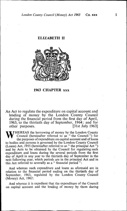 London County Council (Money) Act 1963