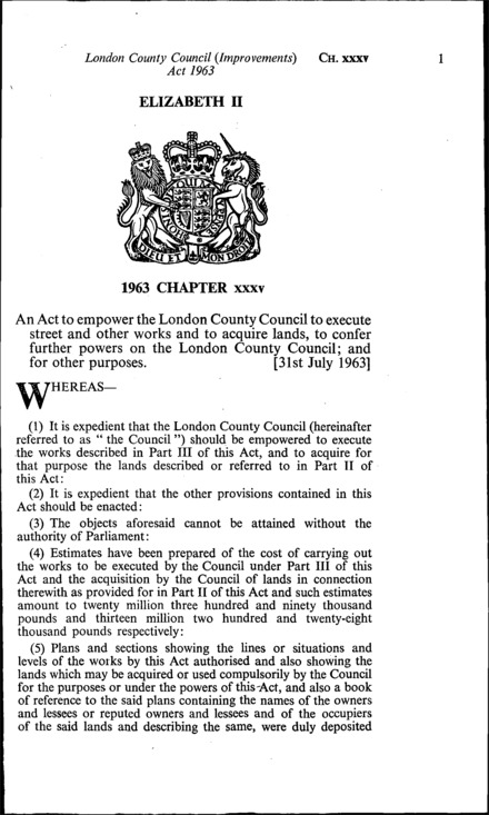 London County Council (Improvements) Act 1963