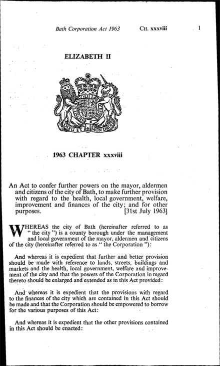 Bath Corporation Act 1963