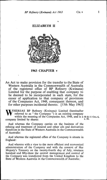 B.P. Refinery (Kwinana) Act 1963