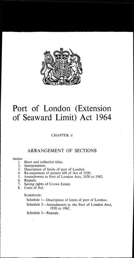Port of London (Extension of Seaward Limit) Act 1964