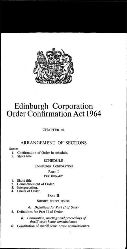 Edinburgh Corporation Order Confirmation Act 1964