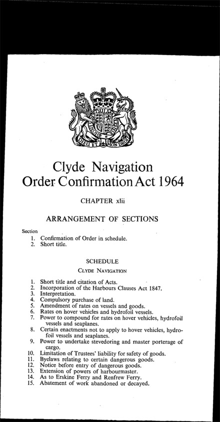 Clyde Navigation Order Confirmation Act 1964