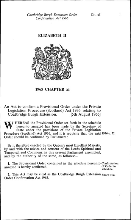 Coatbridge Burgh Extension Order Confirmation Act 1965