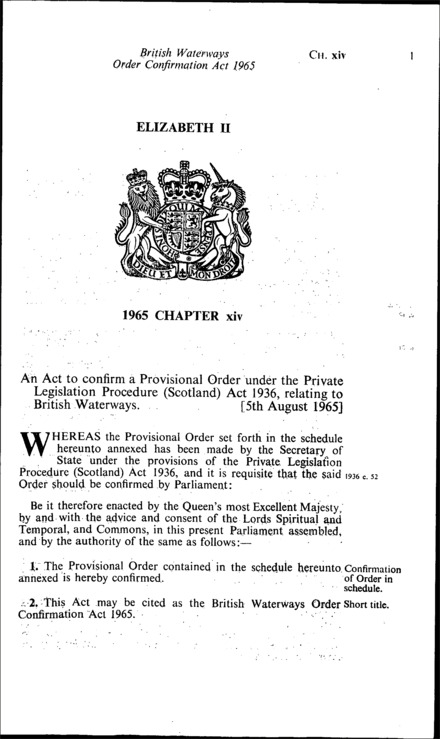 British Waterways Order Confirmation Act 1965