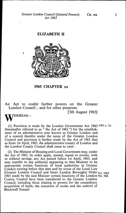 Greater London Council (General Powers) Act 1965