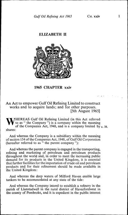 Gulf Oil Refining Act 1965