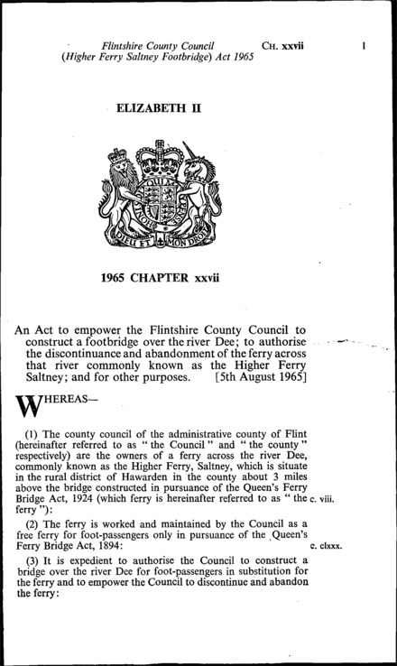 Flintshire County Council (Higher Ferry Saltney Footbridge) Act 1965