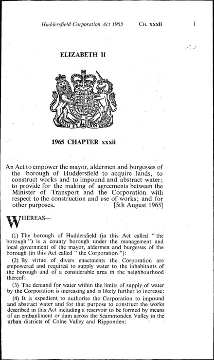 Huddersfield Corporation Act 1965