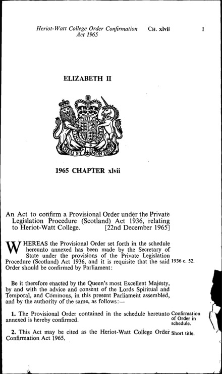 Heriot-Watt College Order Confirmation Act 1965