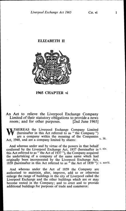 Liverpool Exchange Act 1965