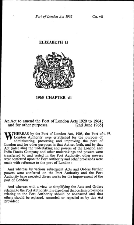 Port of London Act 1965