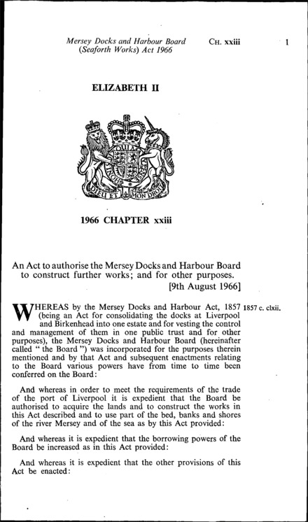 Mersey Docks and Harbour Board (Seaforth Works) Act 1966