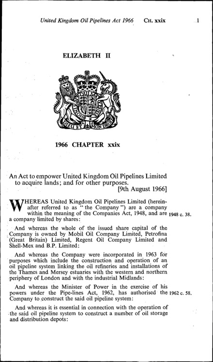 United Kingdom Oil Pipelines Act 1966