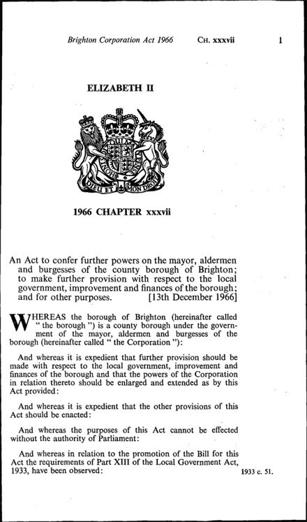 Brighton Corporation Act 1966