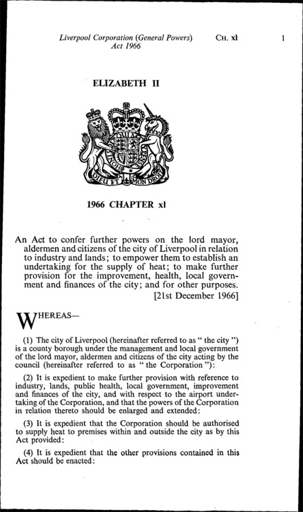 Liverpool Corporation (General Powers) Act 1966