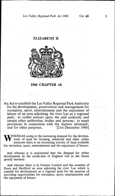 Lee Valley Regional Park Act 1966