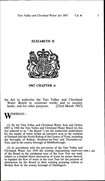 Tees Valley and Cleveland Water Act 1967