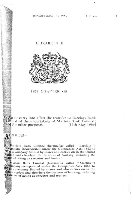 Barclays Bank Act 1969