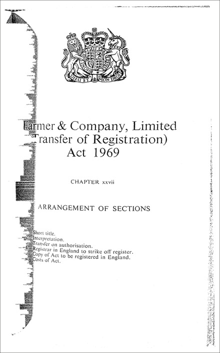 Farmer and Company (Transfer of Registration) Act 1969