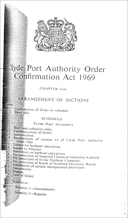 Clyde Port Authority Order Confirmation Act 1969