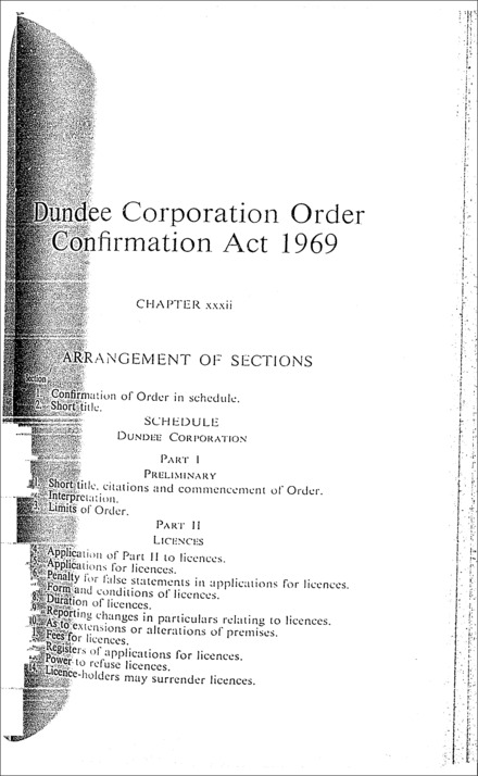 Dundee Corporation Order Confirmation Act 1969