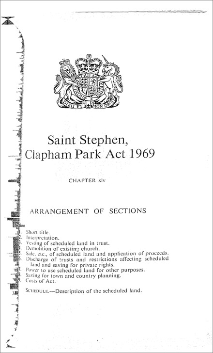 St. Stephen, Clapham Park Act 1969