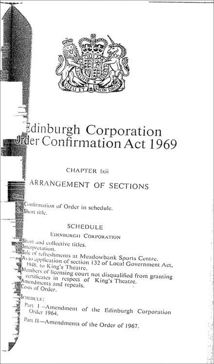 Edinburgh Corporation Order Confirmation Act 1969
