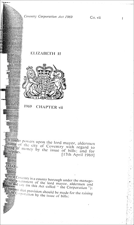 Coventry Corporation Act 1969