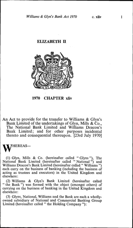 Williams and Glynn's Bank Act 1970