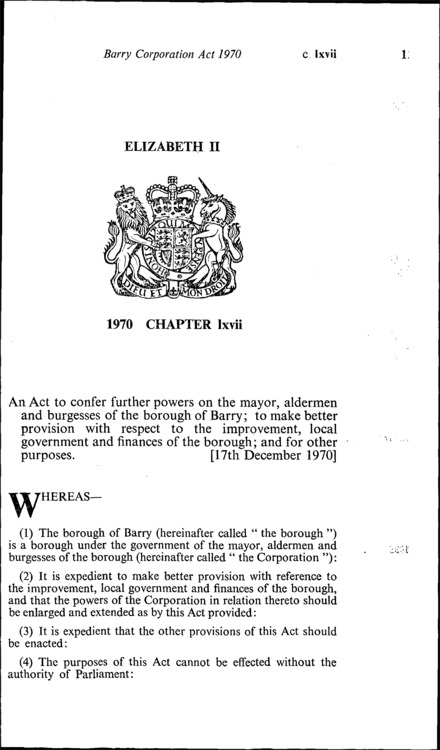 Barry Corporation Act 1970