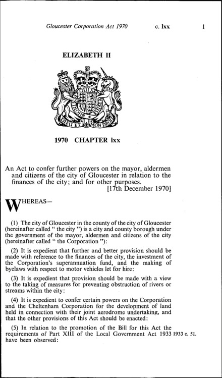 Gloucester Corporation Act 1970