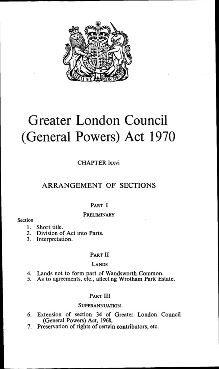 Greater London Council (General Powers) Act 1970