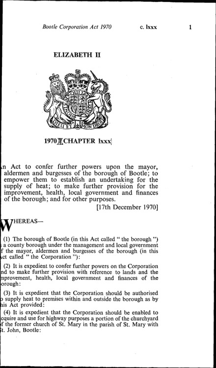 Bootle Corporation Act 1970