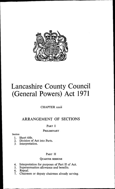 Lancashire County County Council (General Powers) Act 1971