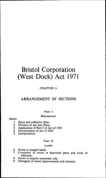 Bristol Corporation (West Dock) Act 1971