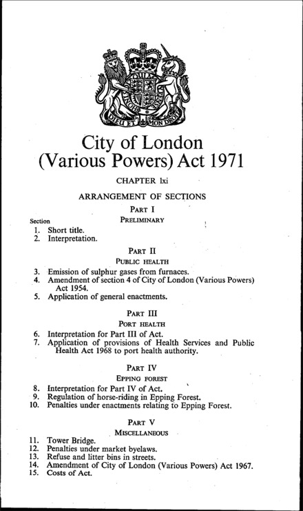 City of London (Various Powers) Act 1971
