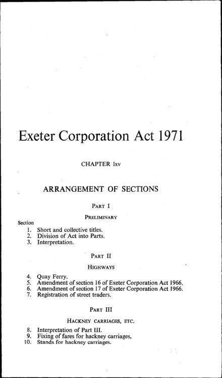 Exeter Corporation Act 1971