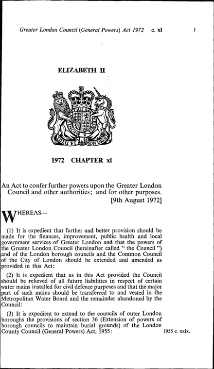 Greater London Council (General Powers) Act 1972