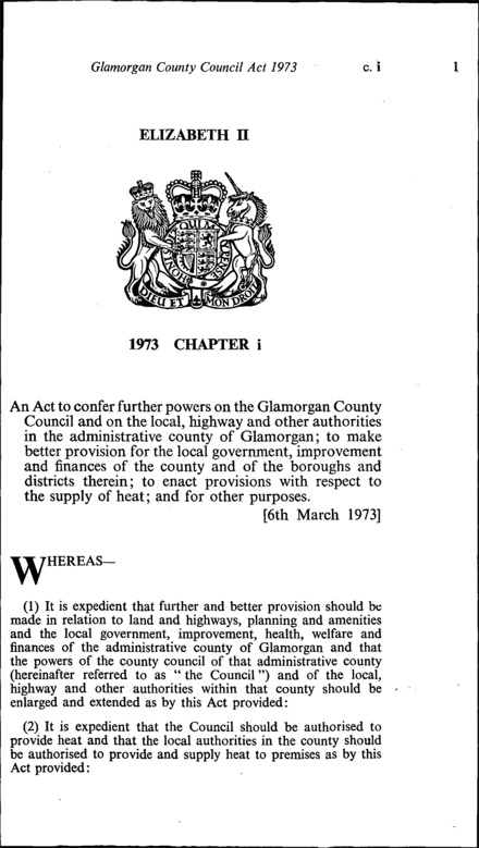 Glamorgan County Council Act 1973