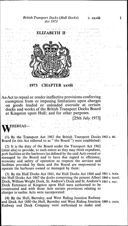 British Transport Docks (Hull Docks) Act 1973