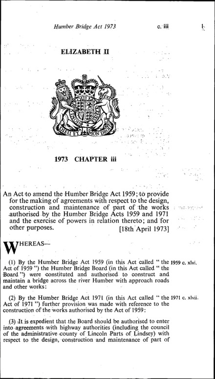 Humber Bridge Act 1973