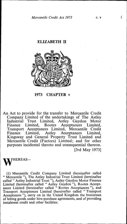 Mercantile Credit Act 1973