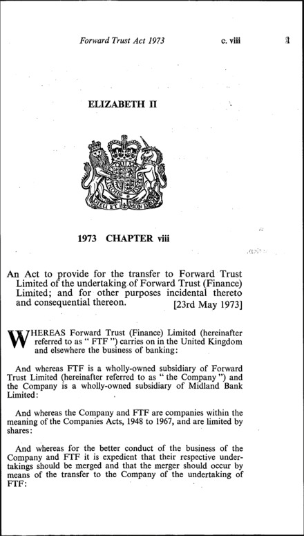 Forward Trust Act 1973