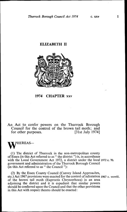Thurrock Borough Council Act 1974