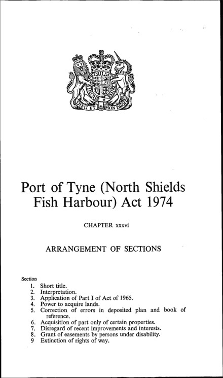 Port of Tyne (North Shields Fish Harbour) Act 1974