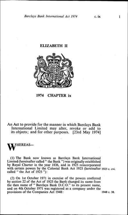 Barclays Bank International Act 1974