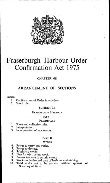 Fraserburgh Harbour Order Confirmation Act 1975