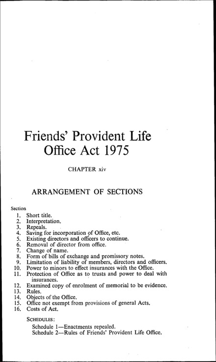 Friends' Provident Life Office Act 1975